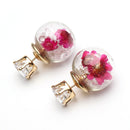 Trendy Colorful Rhinestone Glass Ball Flower Round Earrings Gift for Women