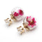 Trendy Colorful Rhinestone Glass Ball Flower Round Earrings Gift for Women