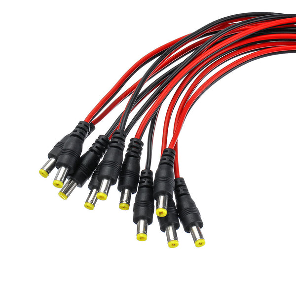 10Pcs Male DC Power Supply Plug Jack Connector Copper Core 5.5x2.5mm Weld-free