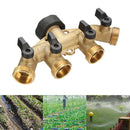 3/4 Inch 4 Way Brass Hose Faucet Manifold Water Segregator Garden Tap Connector Splitter Switcher Control Shut Off Valve