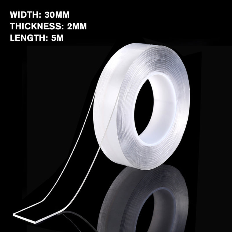 1/2/3/5M Transparent Double Sided Nano PU Gel Tape Anti-slip Fixed Adhesive 30mm