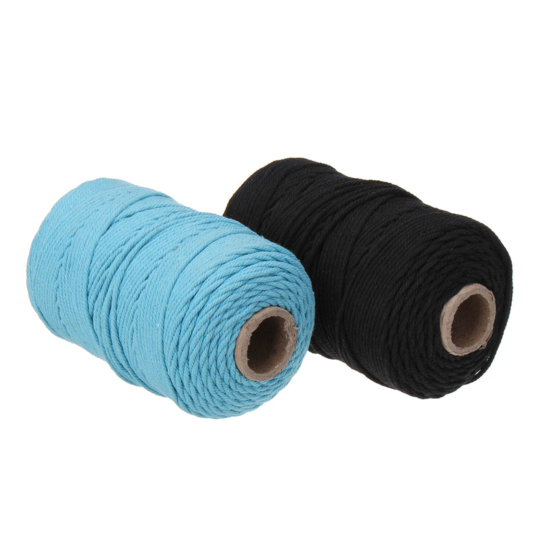 200M 3mm 100% Natural Cotton Twisted Cord Crafts DIY Macrame String Decorations