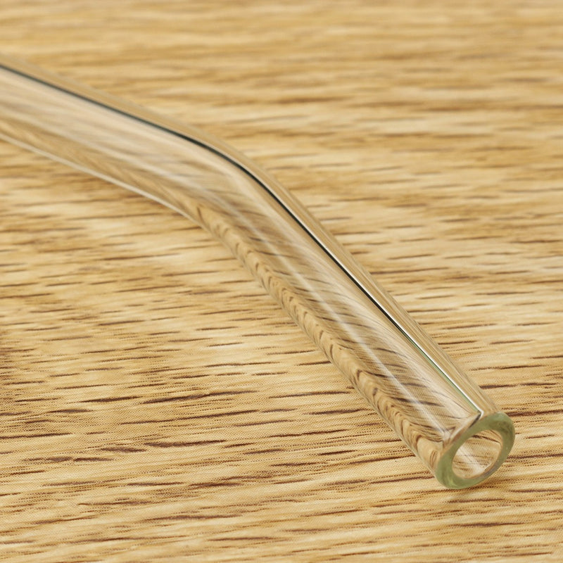 4Pcs 5mm Reusable Clear Bent Glass Drinking Straws Water Juice Straws with Cleaning Brush
