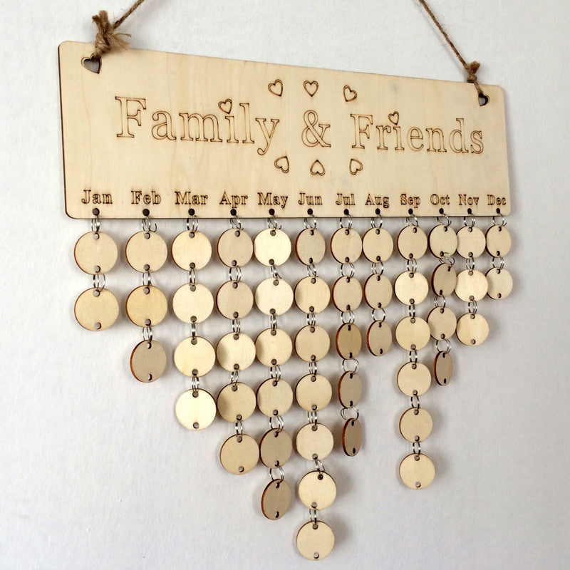 Wooden Anniversary Calendar Board DIY Family Friends Birthday Calendar Sign Special Dates Hanging