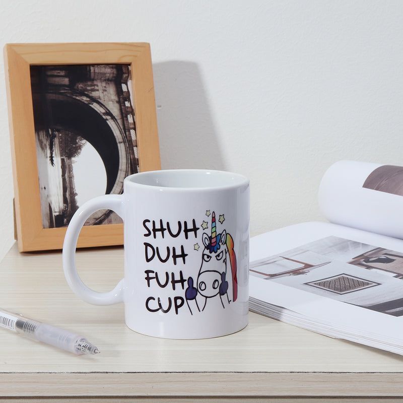 Shuh Duh Fuh Cup Funny Unicorn Mug Gift Coffee Mugs for Coworkers Office Home Present