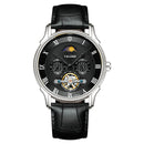 TEVISE T851A Moon Phase Automatic Mechanical Watch Roman Number Leather Band Men Watch