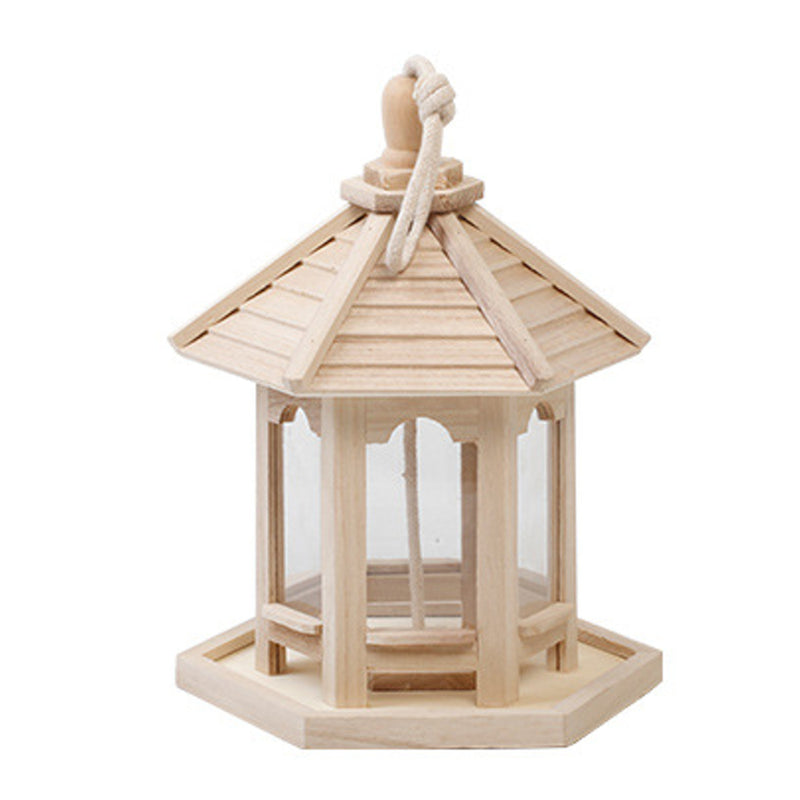 Wooden Hanging Bird Feeder Wild Bird Hotel Outdoor Garden Decorations Nest Box