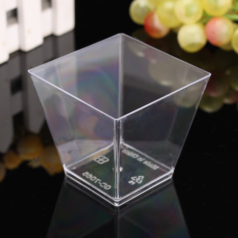 40pcs Plastic Square Mousse Cake Dessert Cup Sample Drink Jelly Tumbler Party Wedding Decor