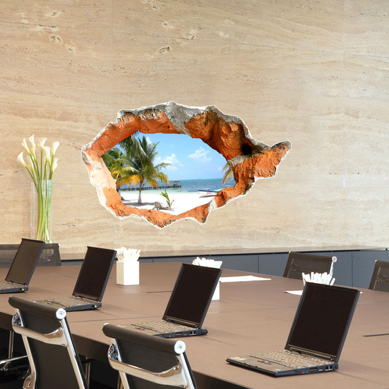 3D Beach Wall Decals 38 Inch Removable Sea Wall Art Stickers Home Decor