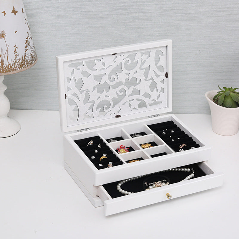 Luxury Multi-Layer High Gloss Wooden Jewelry Box Stylish Retro Storage Jewelry Box