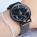Fashion Women Marble Surface Stainless Steel Band Ladies Dress Quartz Watch