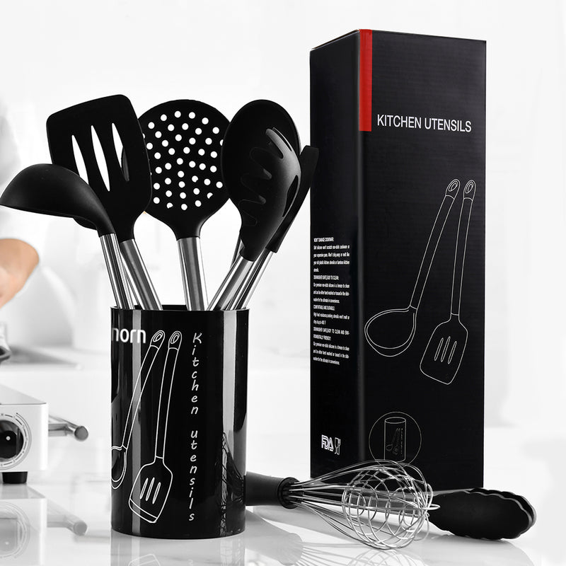 9Pcs/Set Stainless Steel Kitchen Utensils Cooking Non-Stick Baking Tool Silicone Set Kitchen Storage Container