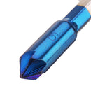Drillpro 6pcs 6-19mm Countersink Drill Bit 5 Flutes Hex Shank Nano Blue Coated Chamfer Cutter Set