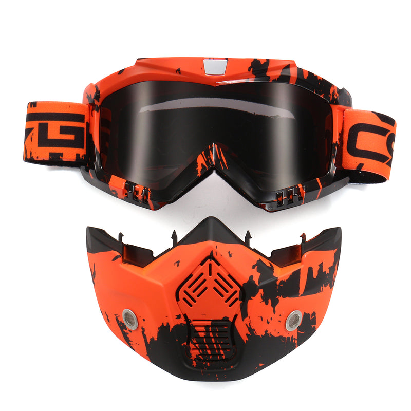 Detachable Modular Face Mask Shield Goggle Protect Motorcycle Helmet