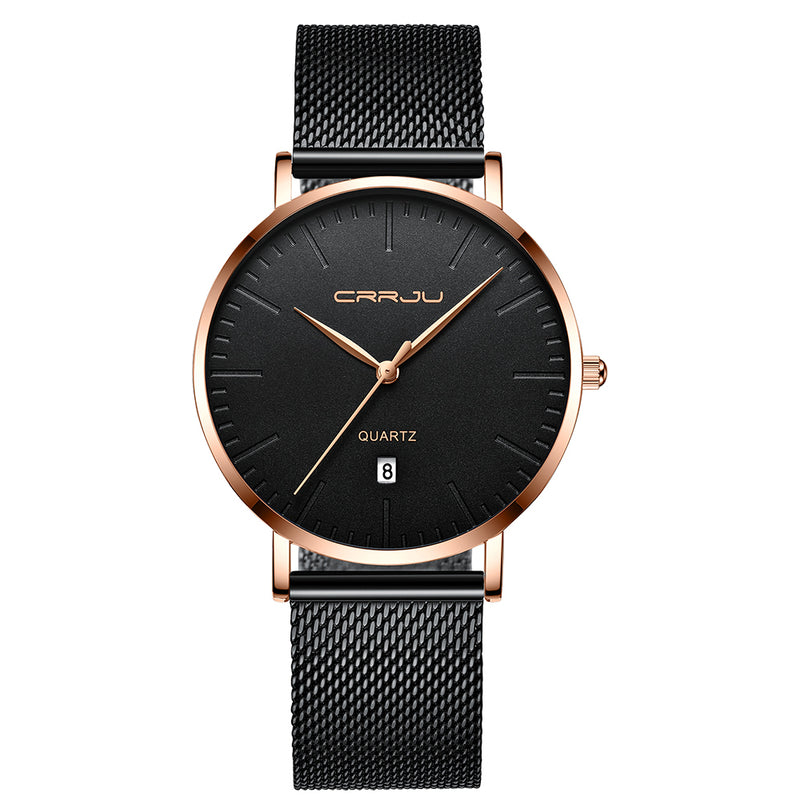 CRRJU 2269 Men Full Steel Simple Dial Date Display Quartz Watch