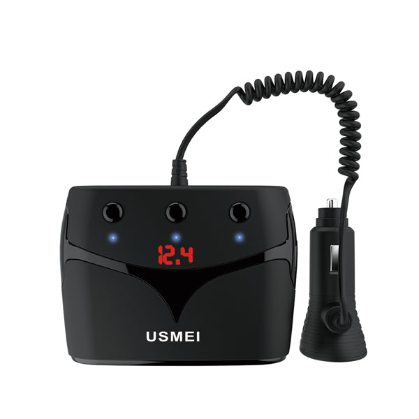 USMEI C9 3.1A Dual USB Type C Car Charger With 3 Cigarette Lighter For iPhone X 8Plus Oneplus 5 S8