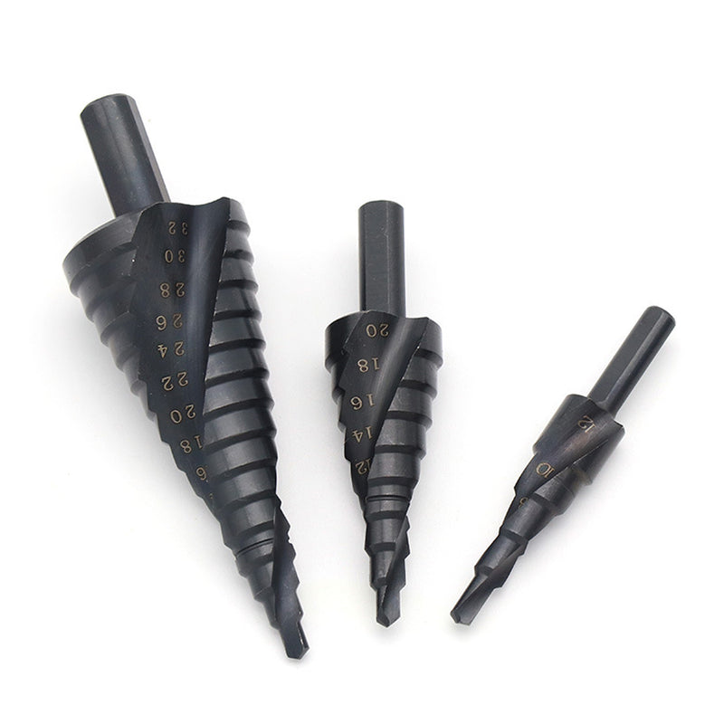 1PC/3PCS 4-32mm 4-20mm 4-12mm HSS Cobalt Step Drill Bit Nitrogen Spiral Grooved Hole Cutter