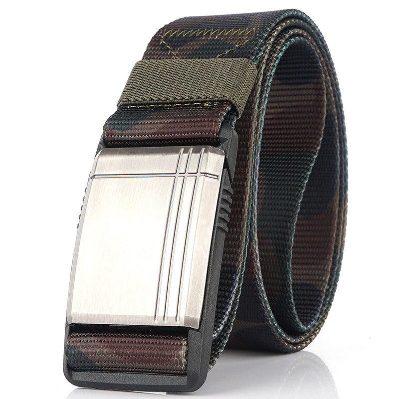 AWMN 125cm Men's Nylon Belt Magnetic Quick Release Metal Buckle Tactical Belt