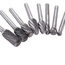 Drillpro 8Pcs 6mm Shank Tungsten Steel Rotary File Set Grinding Head Rasp Burrs Abrasive Tool