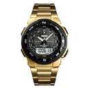 SKMEI 1370 Stainless Steel Waterproof Chrono Dual Digital Watch Business Style Men Wrist Watch