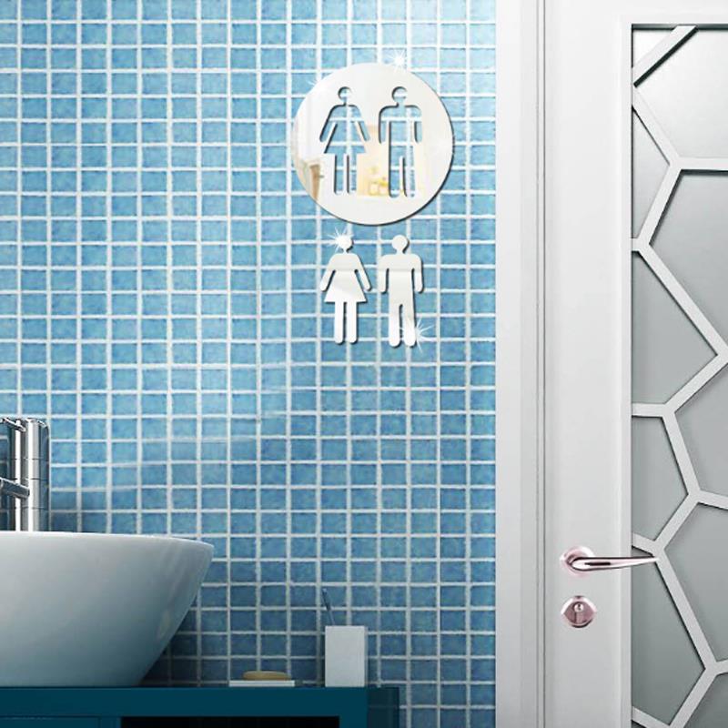 3D Mirror  Acrylic Silver Wall Sticker Decal Bathroom Toilet DIY Square Mirror Sticker