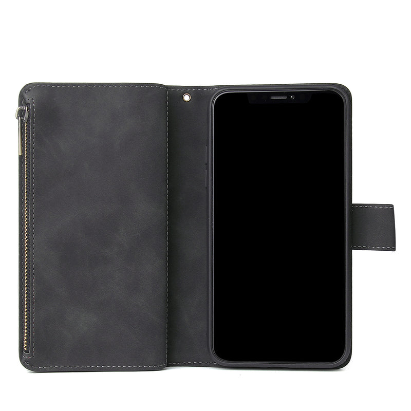 Luxury Flip PU Leather Zipper Wallet Phone Bag Multi Card Slots Protective Case for iPhone 11 / Pro / Pro Max / XR