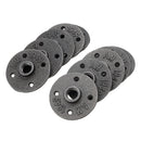 10Pcs/Set 1/2" 3/4" 1" Malleable Cast Iron Floor Flange Plates 4 Holes Black Pipes Fittings Industrial Pipe Furniture Wall Mount DIY Decor