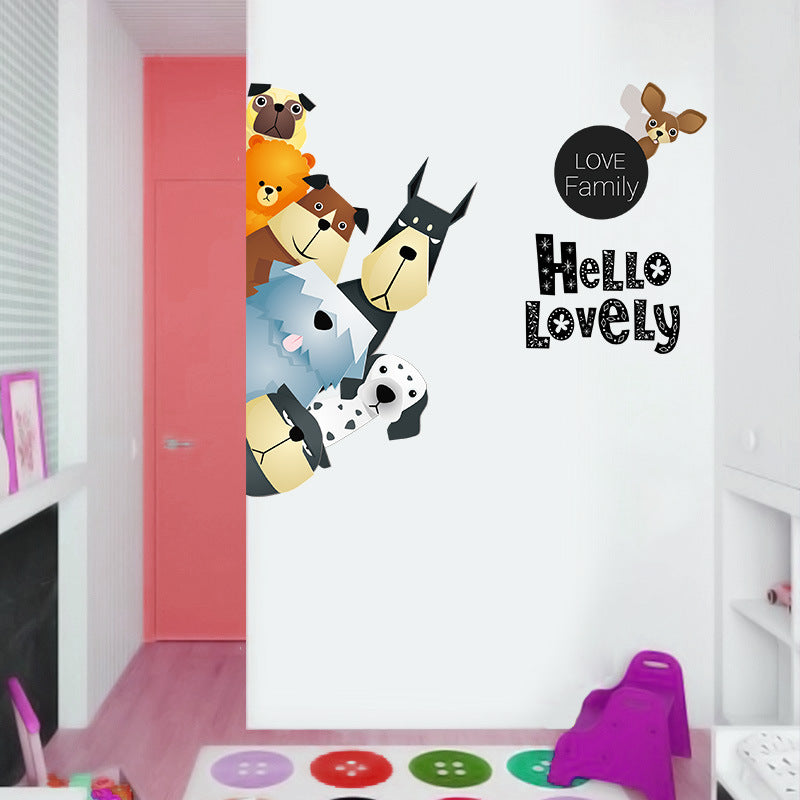 Cartoon Wall Stickers Cute Animals A Pro - Green Living Room Sofa Posted Children 's Room Paste