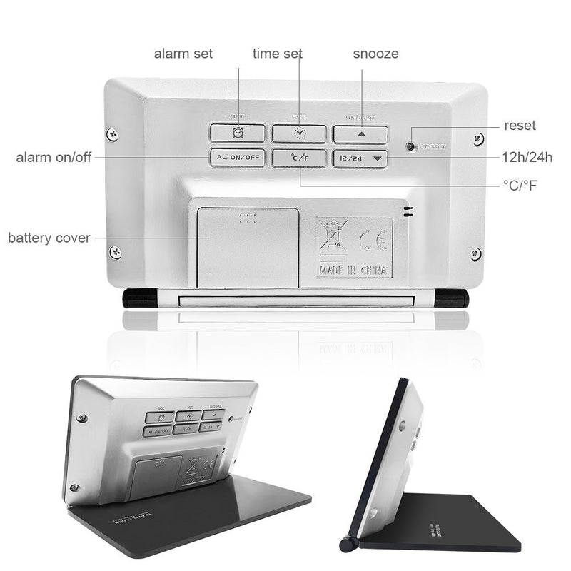 Loskii DC-11 Electronic Travel Alarm Clock Folding Desk Clock With Temperature Date Time Calendar