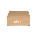 Loskii Portable Wooden bluetooth Speaker 12W 4 Speaker Alarm Clock Display Column 3D Stereo Speaker