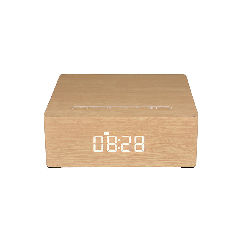 Loskii Portable Wooden bluetooth Speaker 12W 4 Speaker Alarm Clock Display Column 3D Stereo Speaker