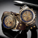 SHENHUA Brand Genuine Bronze Belt Waterproof Skeleton Men Luxury Mechanical Watch Automatic Wrist Watches