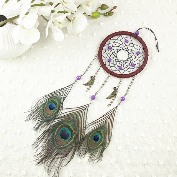 Natural Hand Woven Feathers Dreamcatcher American Folk Custom Gifts Home Car Hanging Decor Ornament