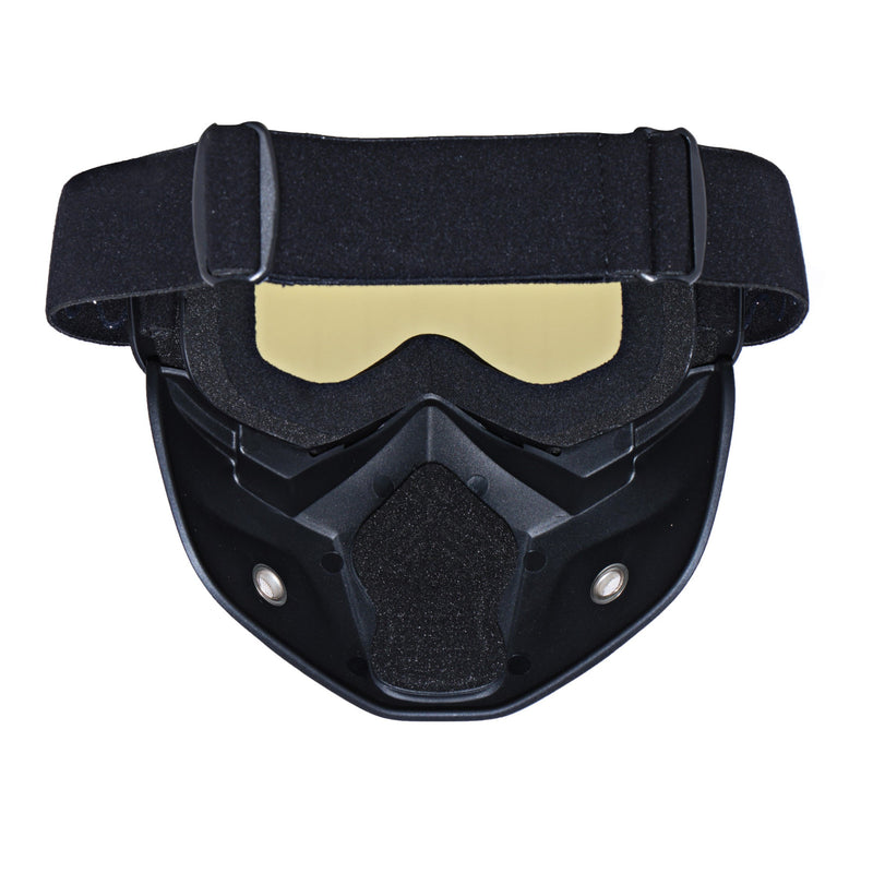 Detachable Modular Helmet Face Mask Shield Goggles Yellow Lens Motorcycle Bike