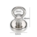 Effetool 32x48mm 34kg Neodymium Recovery Magnet Metal Detector Eyebolt Circular Ring Magnet
