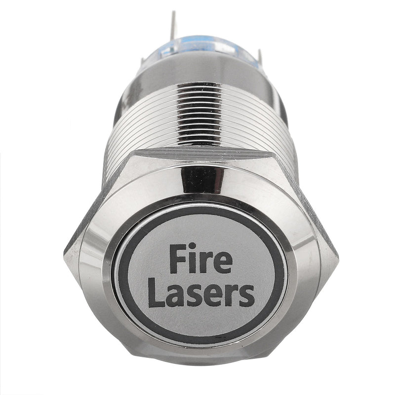 12V 19mm 5 Pin Silver Fire Lasers Metal Push Button Switch LED Light Momentary