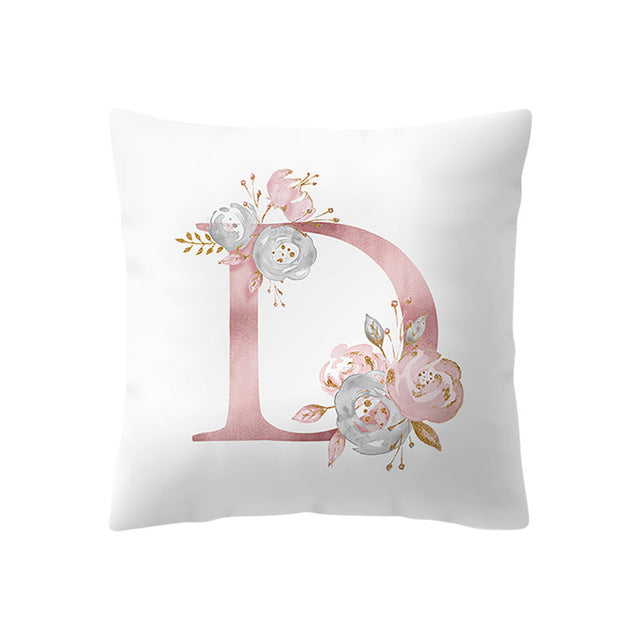 Simple Nordic Style Pink Alphabet ABC Pattern Throw Pillow Cover Home Sofa Creative Art Pillow Case