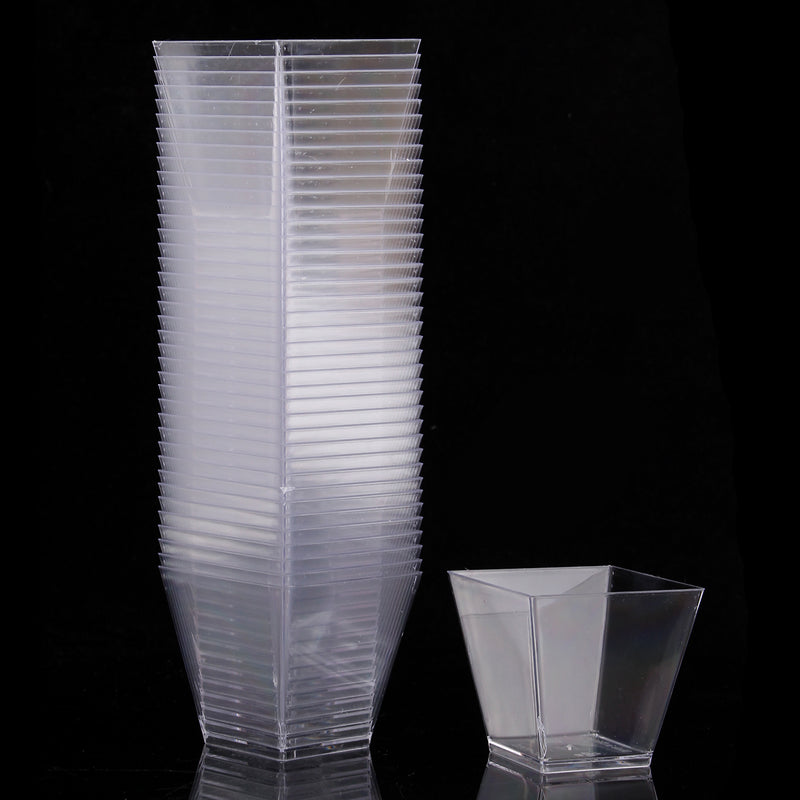 40pcs Plastic Square Mousse Cake Dessert Cup Sample Drink Jelly Tumbler Party Wedding Decor