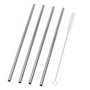Stainless Steel Metal Drinking Straw Reusable Juice Pipe + Cleaner Brush + Box