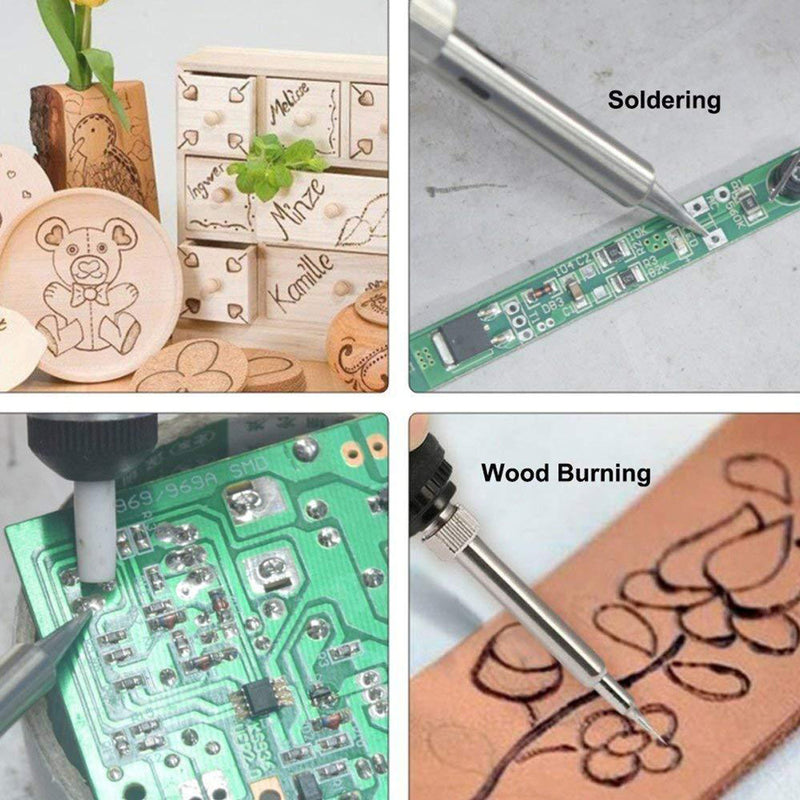 40Pcs 60W Wood Carving Burner Solder Iron Kit Electronics Welding Tool Set