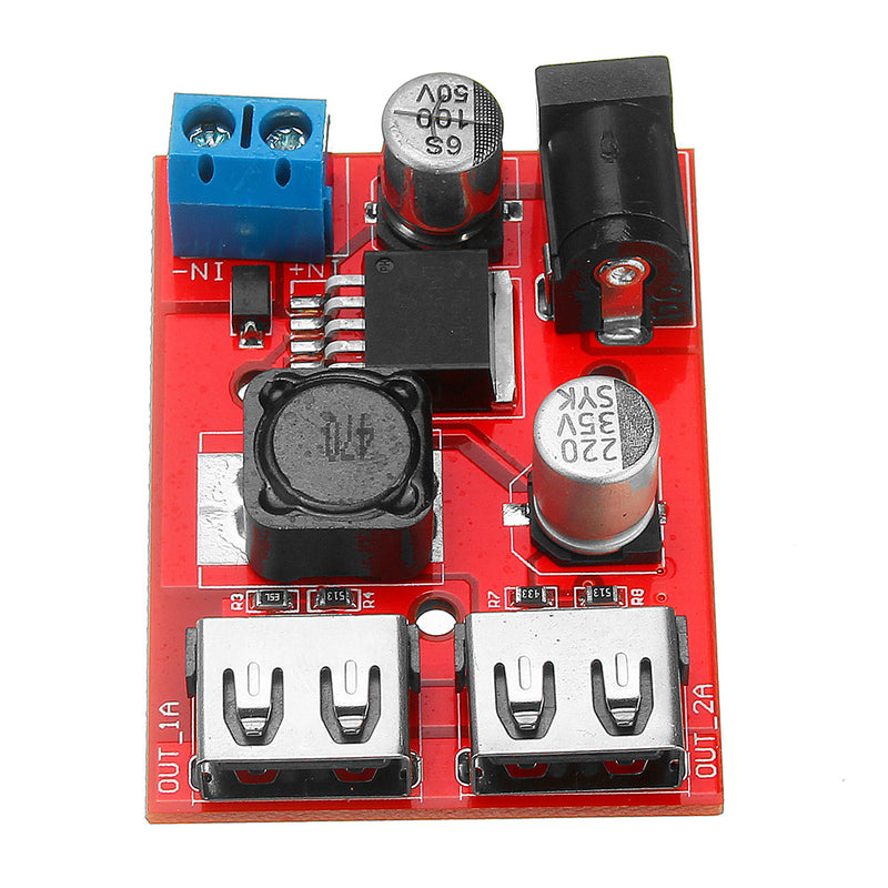 LM2596S Dual USB port 9V/12V/24V/36V to 5V DC-DC Step Down Buck Car Charger Solar 3A Power Supply Module