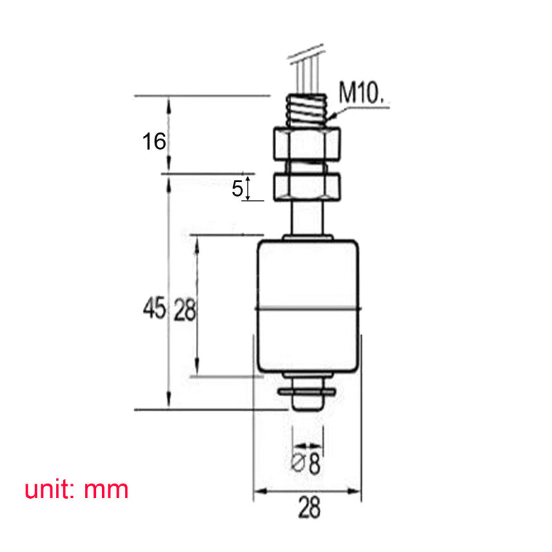 50W 220V Stainless Steel Vertical Liquid Water Level Sensor Tank Pool Internal Floating Switch