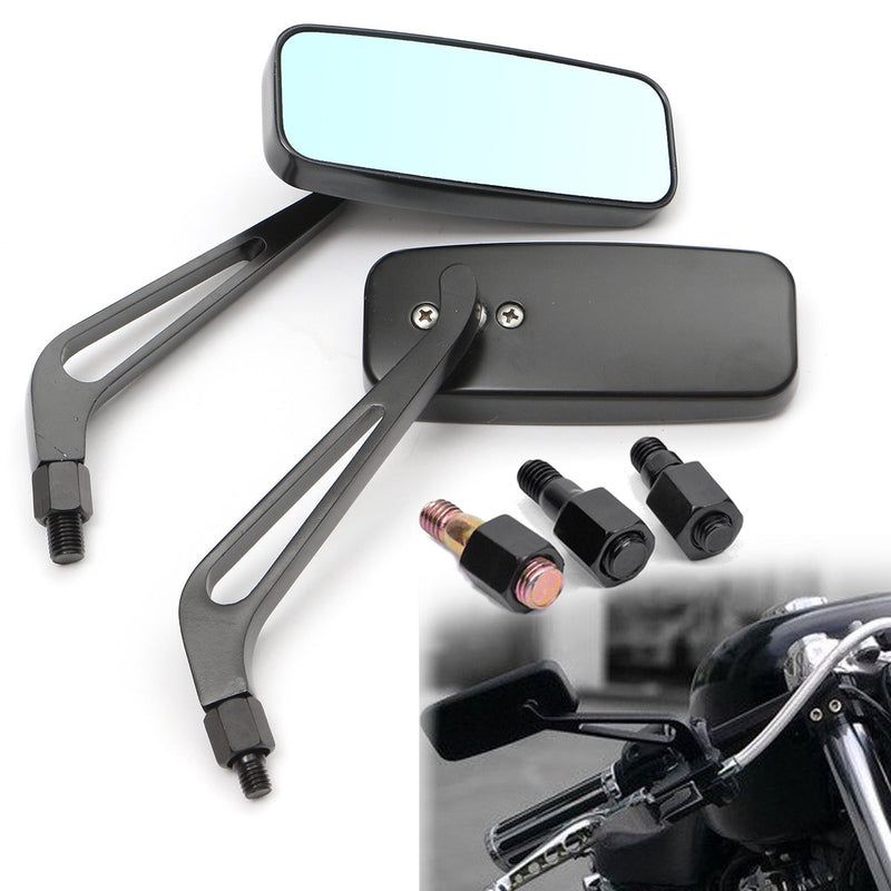 8mm 10mm Aluminum Motorcycle Rectangle Rear View Side Mirror Universal