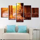 HD spray painting wall painting 5 pieces forest elk paints pictures canvas home decorations painting mural