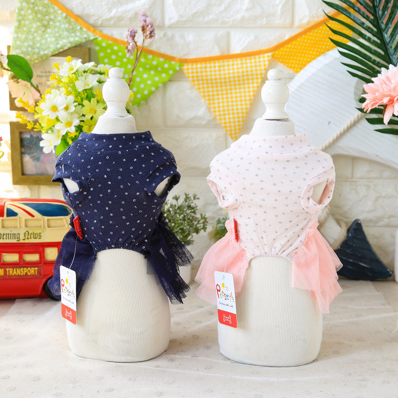 Cute Fox Dog Princess Party Dress Dog Cat Pet Skirt Dress Soft Cotton Summer Small Dog Dresses