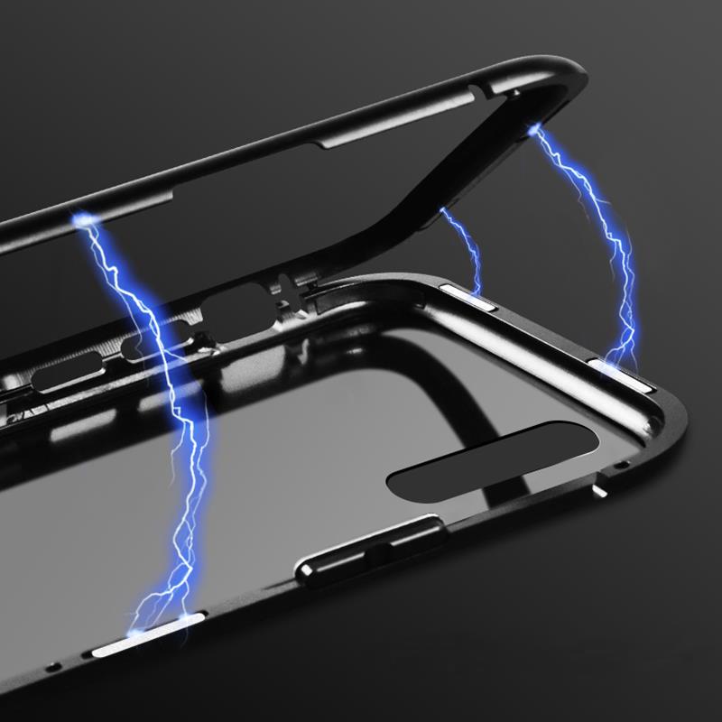 BAKEEY Magnetic Adsorption Metal Bumper Tempered Glass Flip Protective Case for HUAWEI P30