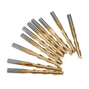 Drillpro 10pcs 3.175mm Shank Titanium Coated Spiral Flat End Milling Cutter Two Flute CNC Milling Cutter