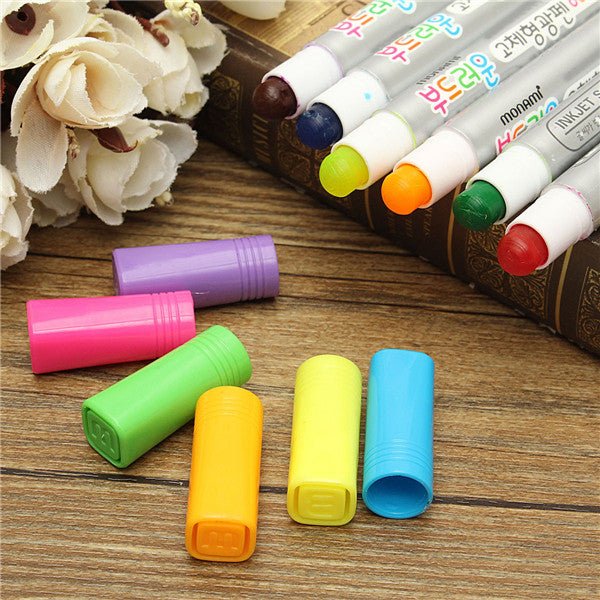 6Pcs Colors Highlighter Fluorescent Gel Solid Paint Pen Drawing Graffiti Marker