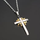 Trendy Silver Gold Men Cross Necklace Stainless Steel Charm Necklaces
