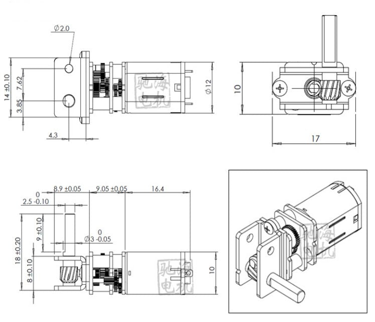 Chihai CHW-GM12-N20VA DC 6V 18rpm Worm Gear Motor Gear Box Worm Reducer Electric Motor